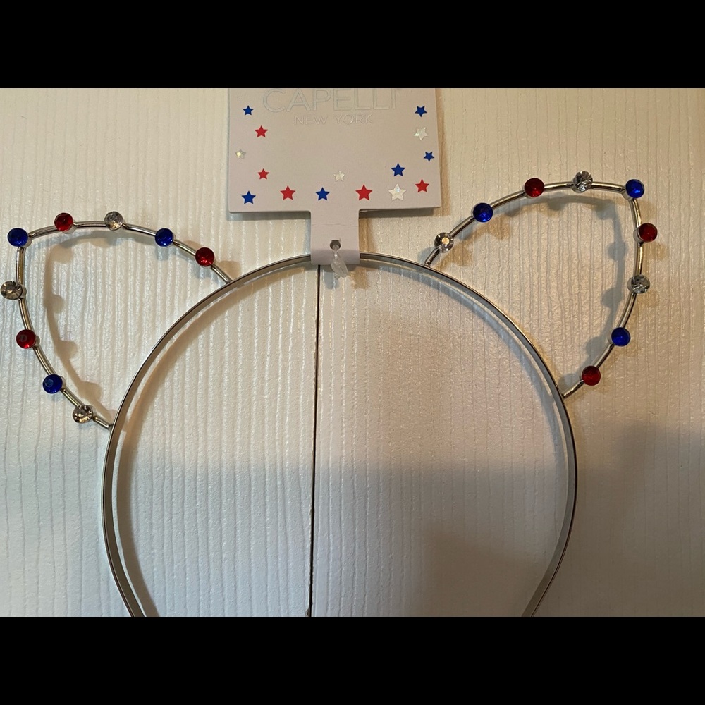 4th of July Patriotic Jeweled Cat Ears Headband - Picture 8 of 12